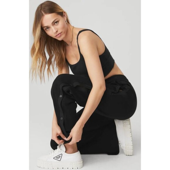 NEW Alo Courtside Tearaway Snap Pants Black High-Rise Buttons Straight Wide Leg - Picture 4 of 15